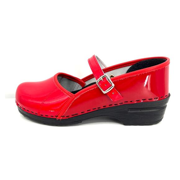 BJORK MARCELLA Mary Jane Red Patent Leather Clogs - Picture 3 of 6